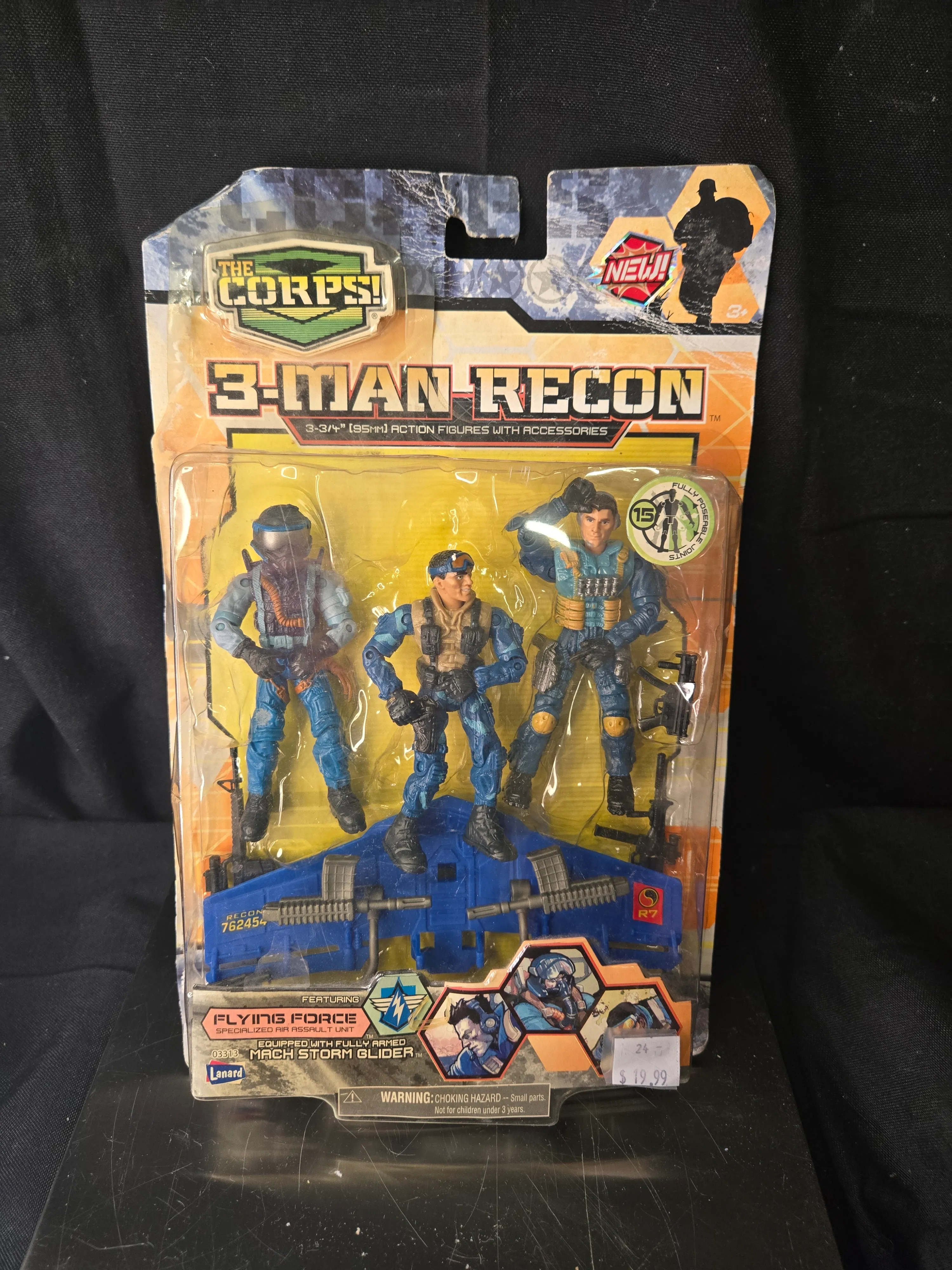 Lanard The Corps! 3-Man Recon Flying Force Action Figure Set 3.75" NIP